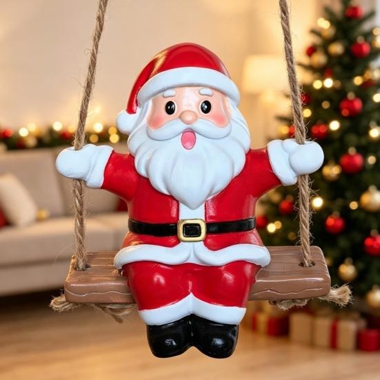 Christmas Hanging Decor Swing Santa Claus Ornament, Resin Tree Decorations Decoration, Seasonal Pendant Home Party Ornament