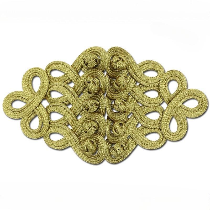 1pcs Hand Made Chinese Frog Closure Knot Button Golden Uniform Knot Button Baroque Frog Fastener Cord Embroidery Closure 19*10cm