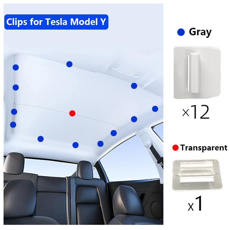 For Tesla Model Y Juniper 2026 Roof Sunshade Clips Skylight Split Shade Windows Sunshades Sun Block Clip Model S X 3 2025 2024