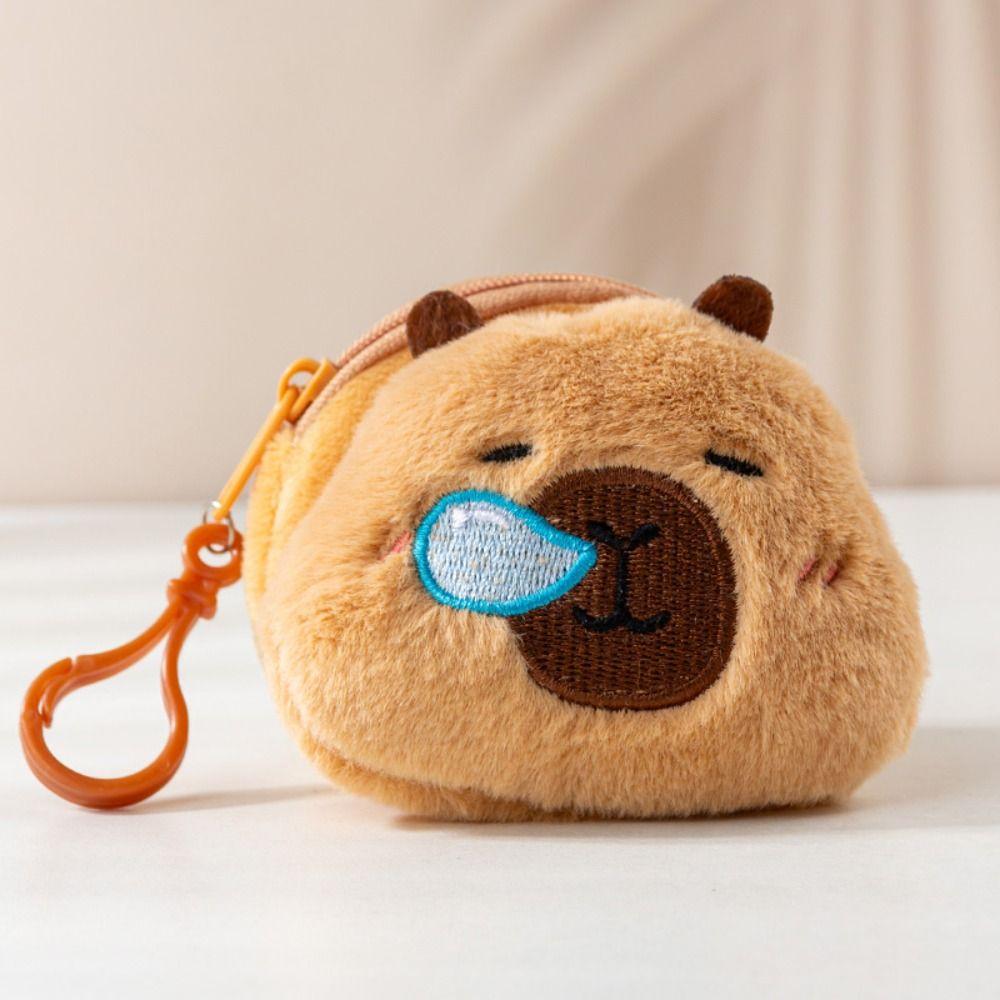 Zipper Capybara Plush Purse Bag Money Bag Capibara Earphone Case Capybara Coin Purse Wallet Travel
