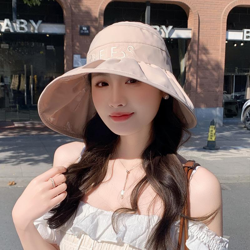 Hat women's summer sunscreen empty top sun hat new double-sided with large edge bucket hat adjustable casual versatile tide