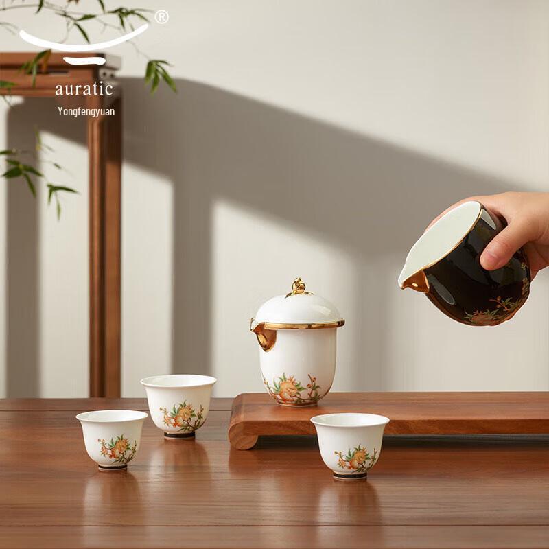 Yongfengyuan Pomegranate Garden Ceramic Travel Tea Set
