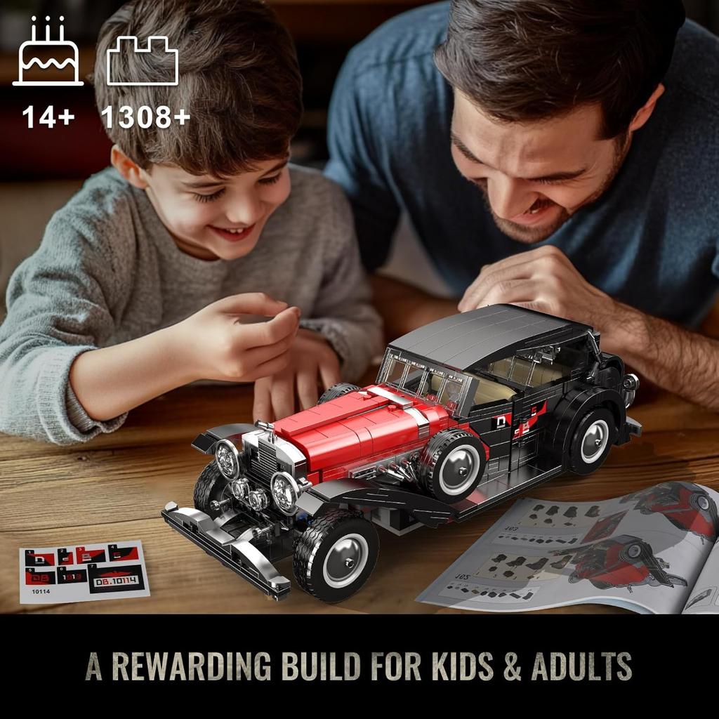 MOULD KING 10114 Technical Building Block The T50 Vintage Car Set Assembly Classic Car Brick Toys Model Kids Christmas Gift