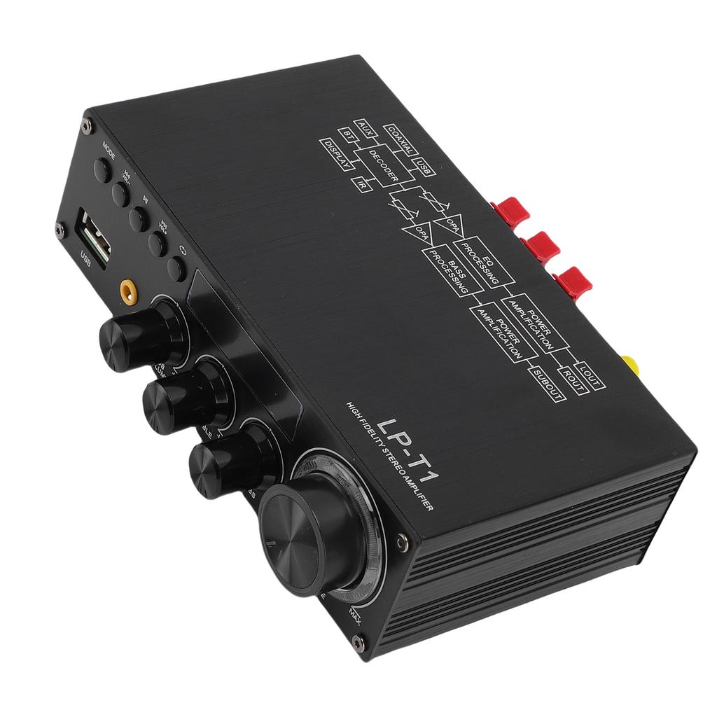 2.1 Channel Stereo Amplifier Bluetooth 5.1 HiFi Digital Subwoofer Amplifier Receiver with Remote Control for Home