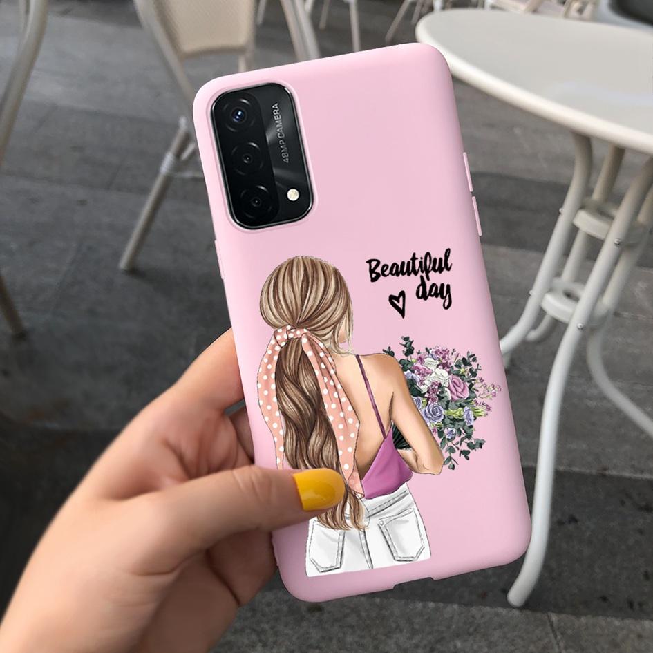 A74 Fodral För OPPO A74 CHP2219 Fodral Lyxigt Fjäder Dinosaurie Daisy Mönster Bakre Skydd För OPPO A74 5G CPH2197 A 74 Mjuk Capa