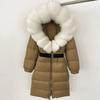OFTBUY Moda Inverno Giacca Piumino 90% Imbottita con Piumino Collo in Pelliccia di Volpe Oversize Rimovibile Cucita Giacca Piumino Donna Abbigliamento Casual Largo
