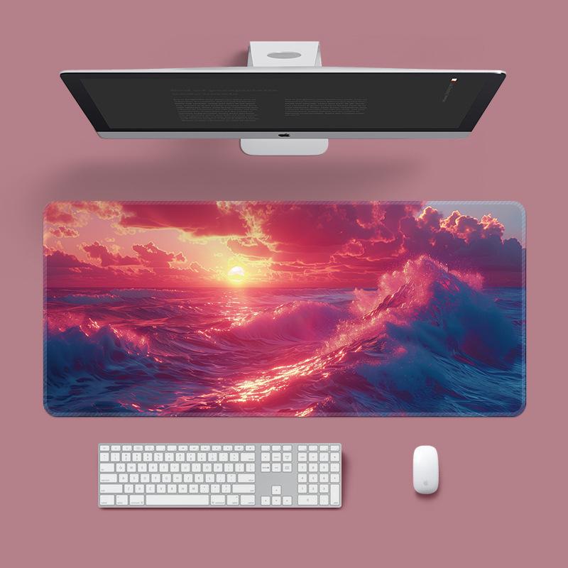 Extra Large Washable Mouse Pad - Aurora Landscape & Sunset Clouds Design, Thickened for Office and Gaming Desks