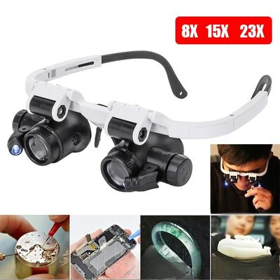 Head Wearing Glasses Mechanical Watch Repair Engraving Jewelry Identification LED Lights High Magnifying Glass