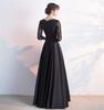 ZHENGTU Women's Black Evening Dress with Long Skirt, Perfect for Chorus Outfits, Autumn Party Dress, Bridal Dress, and Hostess (Black, Size XL)