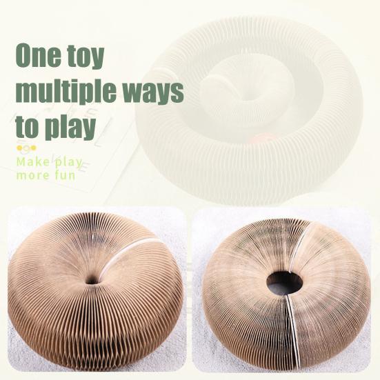 Cats Accordion Scratch Toy Foldable Interactive Cat Scratch Board with Bell Ball Portable Changeable Cat Scratcher for Cat Exercise Anxiety Relief