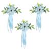 Romantics Florals Rearview Mirror Bowknot For Wedding Car Faux Flowers And Ribbon Chair Back Flower Decoration