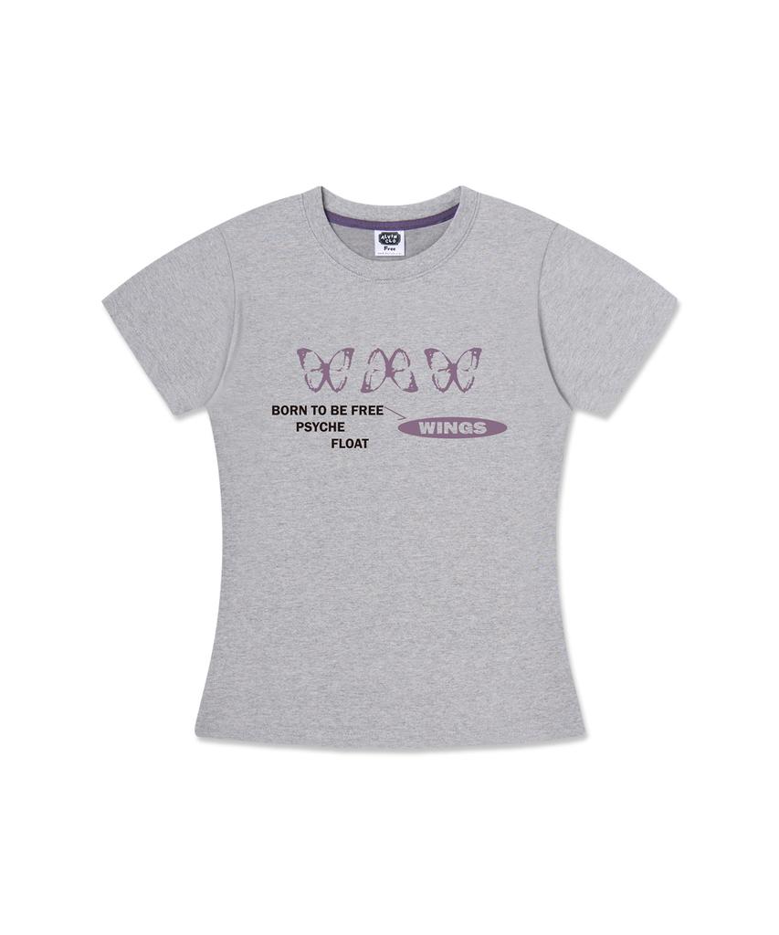 ALVINCLO [Women] Butterfly Wings Semi-Crop Short Sleeve Tee Ast3706 (3 Colors)