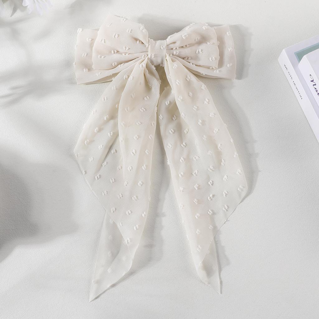 Fashion Chiffon Bow Hair Clip Elegant Women Solid Spring Clip Hair Pin Retro Bow Hairpins Simple Headband Girls Hair Accessories