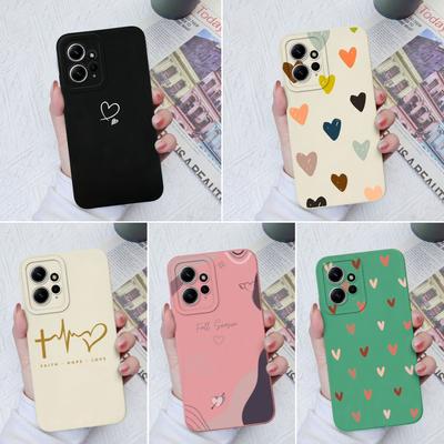 For Xiaomi Redmi Note 8 9 10 11 12 Pro Plus Note 10S 11S 12S 4G Phone Cases Soft Square Protective Silicone Love Heart Cover For Redmi Fundas Bumper