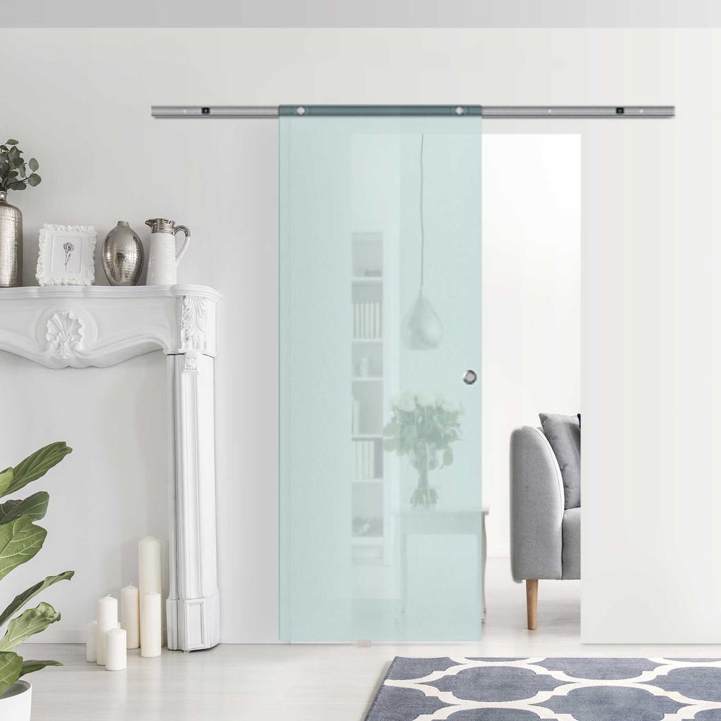 Sliding Frosted Glass Door With Aluminum Rail For Bathroom Kitchen Study Glass 205cm
