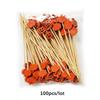 100Pcs Halloween Pumpkin Skewers Bamboo Picks Fruit Forks Buffet Dessert Toothpicks Ghost Bat Halloween Party Decoration
