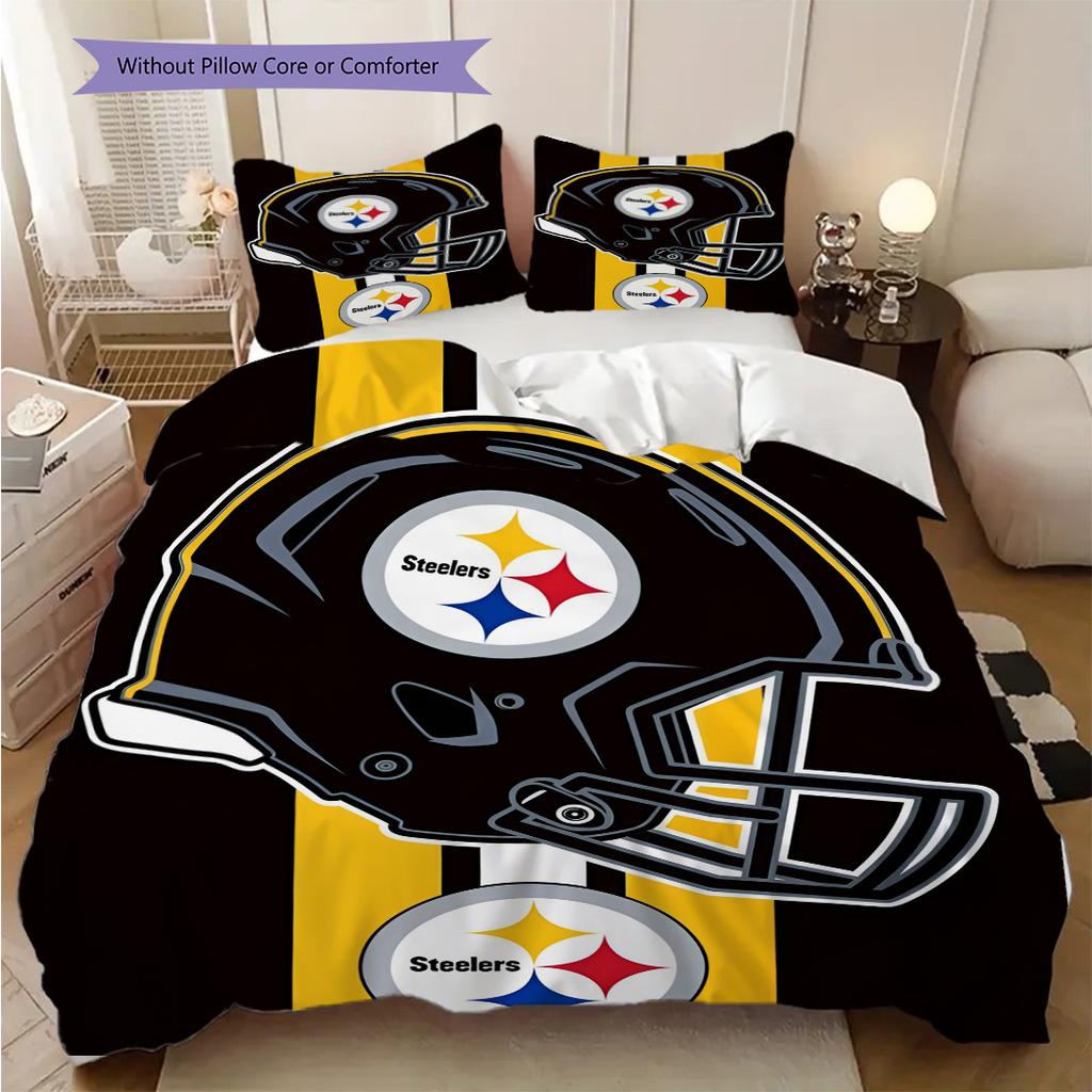 Set Copripiumino Trapuntato con Fantasia Pittsburgh Steelers Federa Decorazione per la Casa Regalo di Compleanno (1 * copripiumino + 2 * federa, senza nucleo)