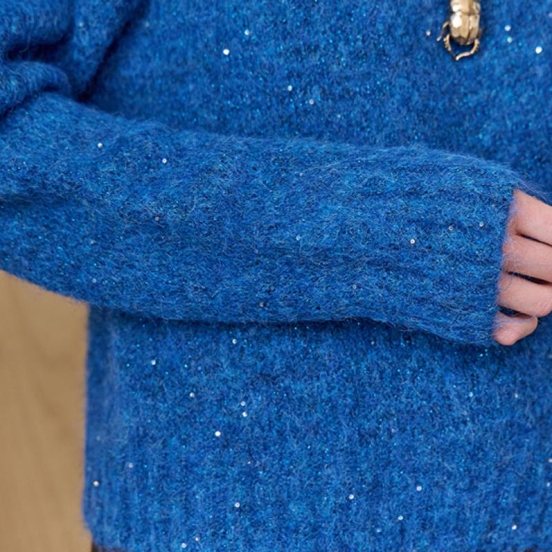 Maxza Spangle Glitter Mix Hairy Knit Pullover Ze12qk007na