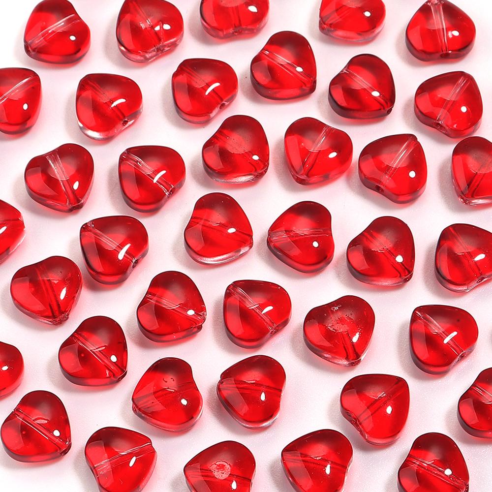 50Pcs/lot Heart Shape Czech Glass Beads Colorful Clear Loose Lampwork Beads for DIY Bracelets Charms Jewelry Making Accessories