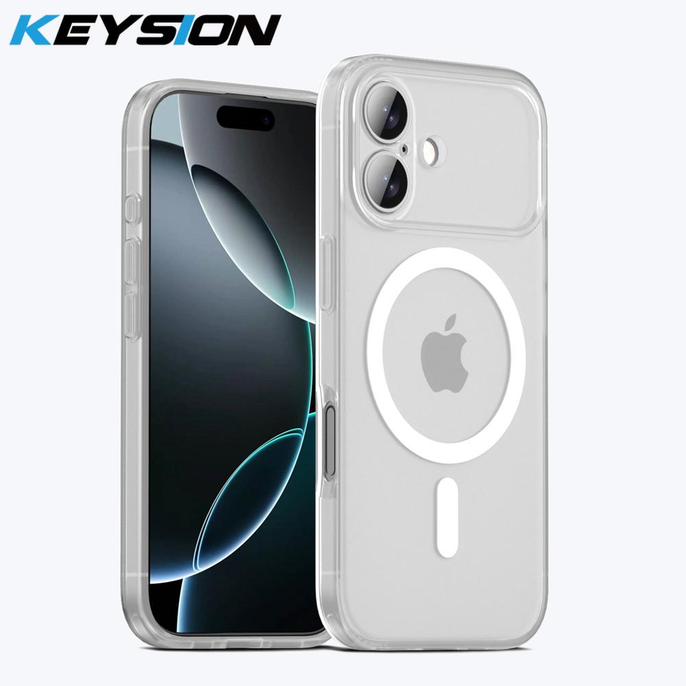 KEYSION Matte Case for MagSafe for iPhone 17 Silicone+PC Translucent Wireless Charging Shockproof Phone Back Cover for iPhone 17