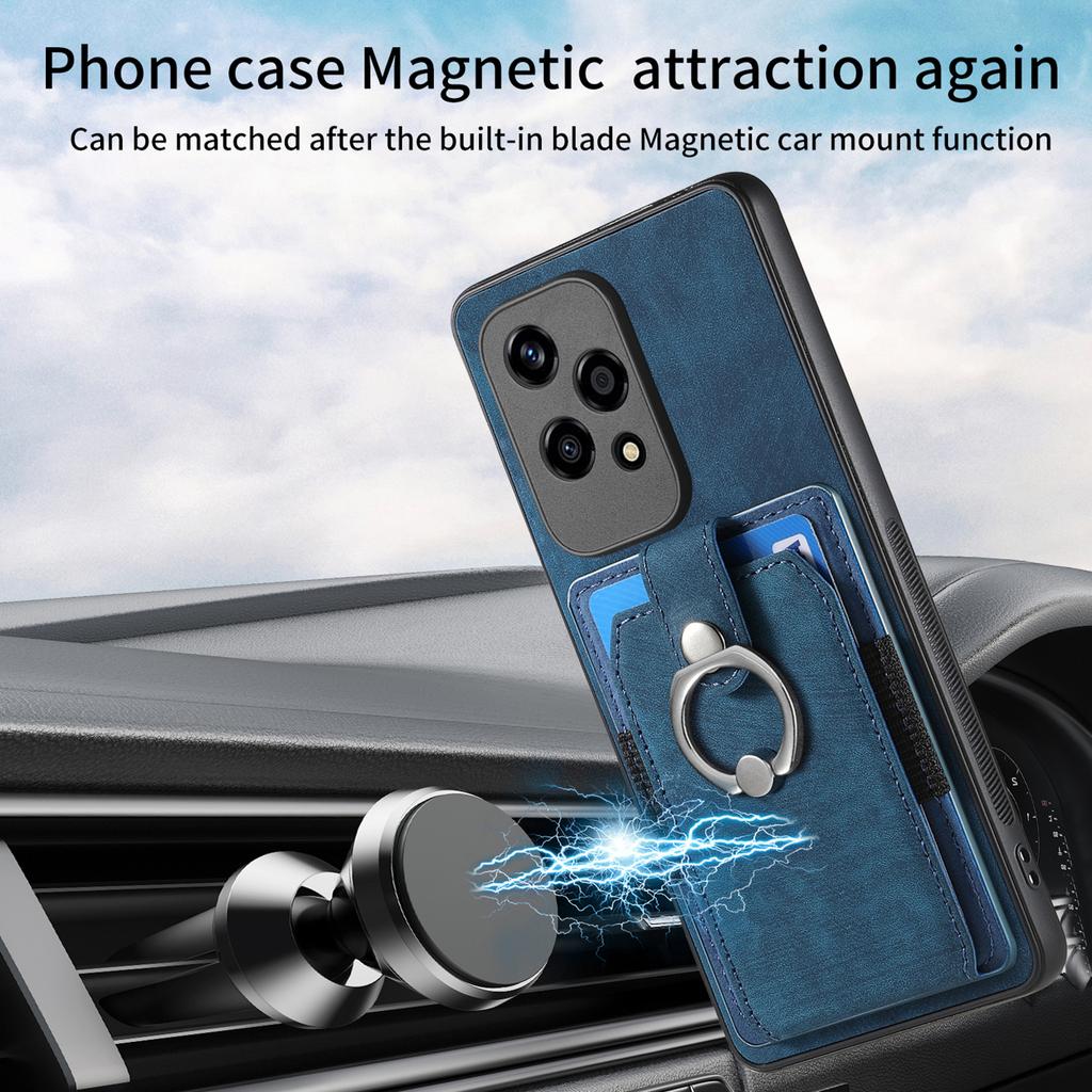 D2 for Honor 200 Lite Case Card Slots Retro PU+TPU Cover with Kickstand