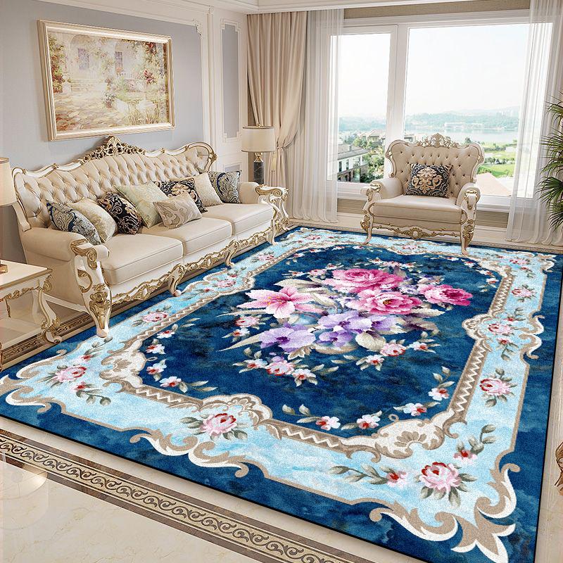 Koberce s květinovou výzdobou v evropském stylu Dekorace obývacího pokoje Luxusní koberce Domácí pohovková zóna Podložka pod nohy Protiskluzová Pokoj Ložnice Salonek Koberec