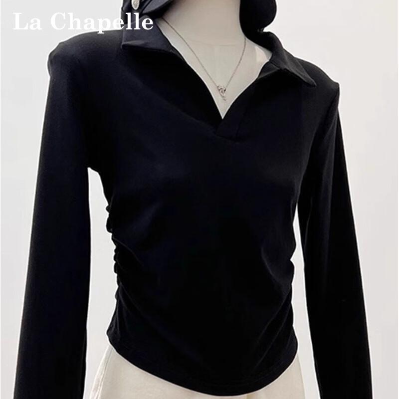 La Chapelle Women's Slim Fit Long Sleeve Polo T-Shirt