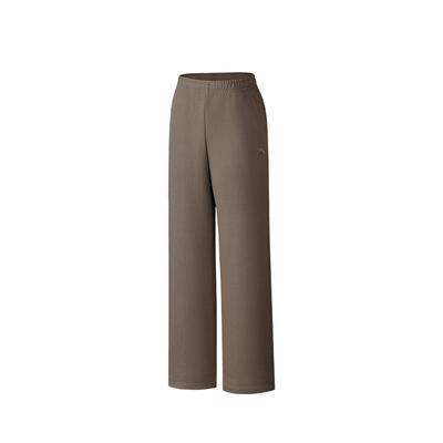 Calça Esportiva Tricotada Casual Confortável de Perna Reta Cor Sólida Solta Cintura Média Feminino 962538302-4
