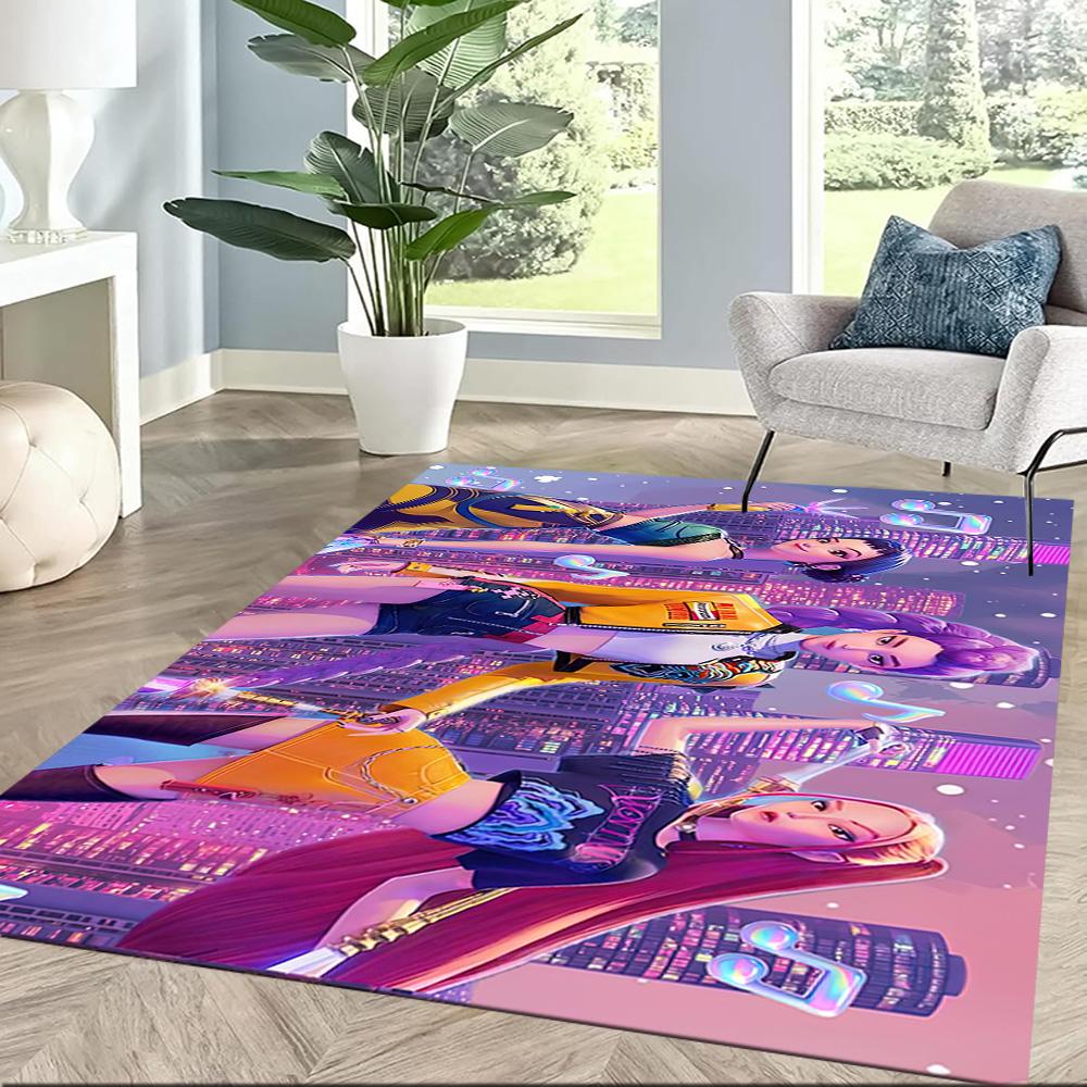 Golden K-pop Stars Square rugs are a great choice for living rooms, bedrooms, home décor, and as gifts.