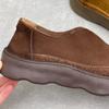 Johnature Vintage Handmade Genuine Leather Loafers Round Toe Thick Soled Cowhide Women's Slip-on Shoes