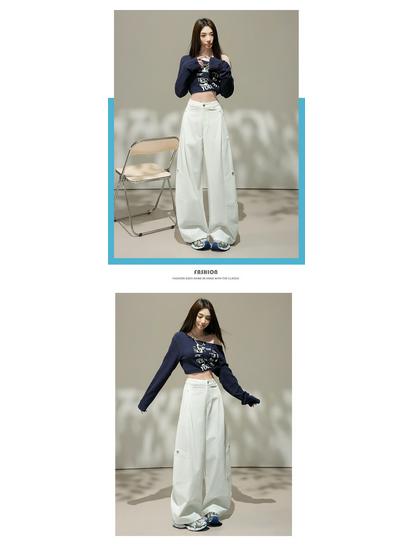 2026 Spring Women's High-Waisted Slimming Cargo Trousers - Loose Wide-Leg Style