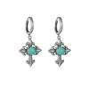 Vintage Heavy Industry Turquoise Cross Earrings Silver Needle Inlaid Vintage Literary Cross Earrings Earrings