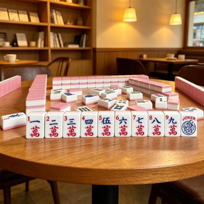 166 Stück 30MM Mini Amerikanische Mahjong-Steine mit 2 Würfeln, 4-lagiges graviertes Mahjong-Steine-Set, Mah Jongg Tischspiel-Steine für Reisen, Familienabend