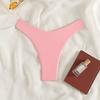 Women's Solid Pink High Cut Thong Bikini Bottom - Ruched Front Swim Bottom