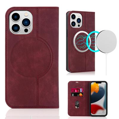 For Magnetic Wallet Leather Flip Case For iPhone 12 13 14 Pro Max Mini Magnetic Wireless Charging Book Folio Cover