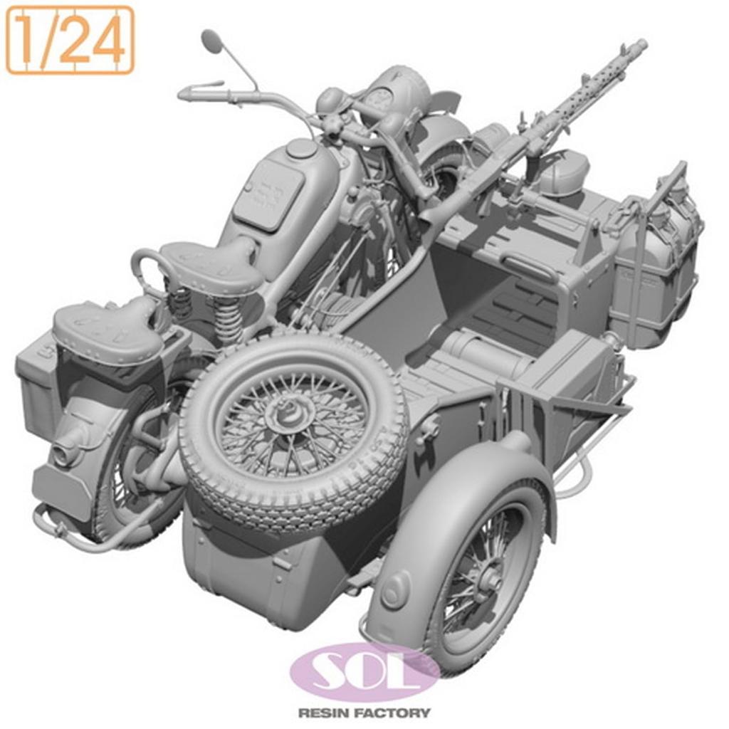 Sol Model 1/24 WWII German KS750 Military Sidecar 3D Printer Kit MM904 (Motorcycle)
