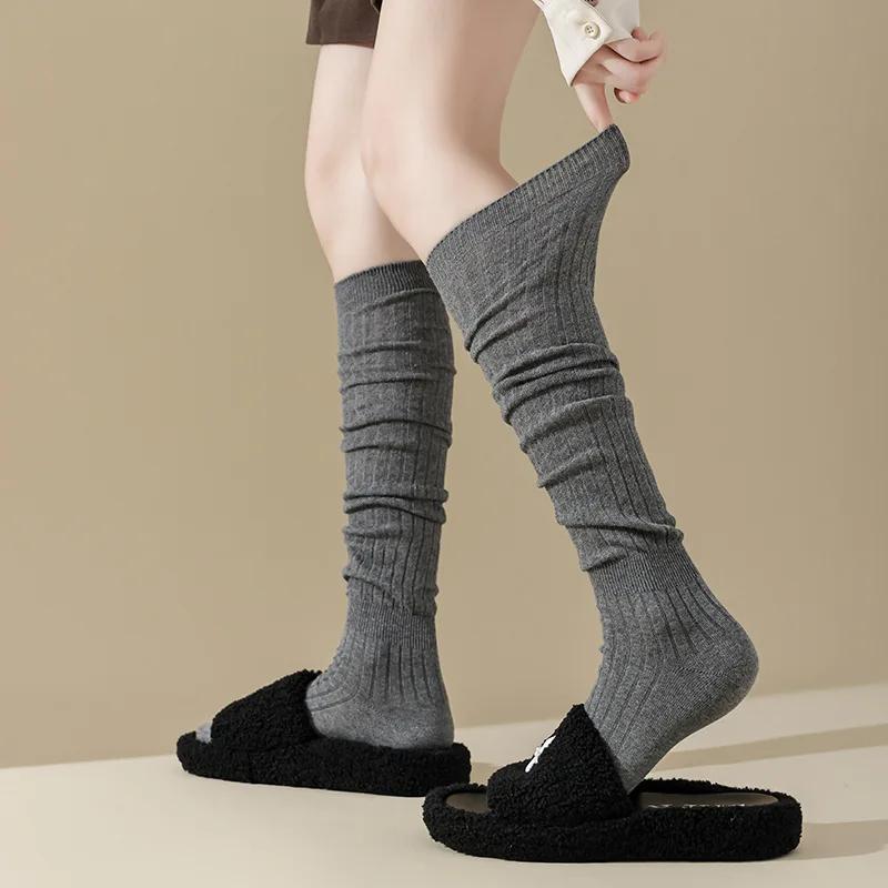 Women Stockings JK Girls Knee High Socks Thigh High Stockings College Style Solid Color Black White Gray Socks Thigh High Socks