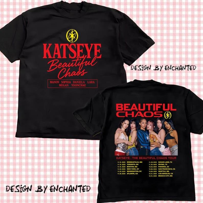 Retro Katseye The Beautiful Chaos Tour Tshirt Katseye Kpop Shirt Katseye Unisex T-Shirt S