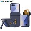 KEYSION Shockproof Case for Samsung Z Flip 7 6 5 5G Hard PC With Hinge Kickstand Card Slot Phone Cover for Galaxy Z Flip 5 6 7