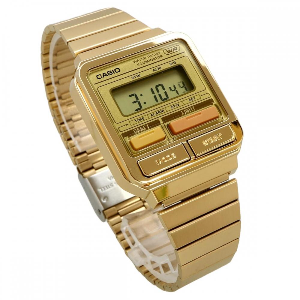 Casio Montre Digitale CASIO Série Vintage A120WEG-9A Unisexe Bracelet Métal Or Modèle Étranger