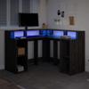 L shaped Desk with Shelf Black Oak Effect 130 x 130 x 91 cm