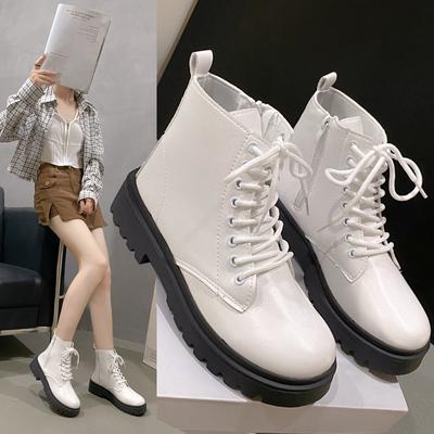 Martin Boots Women's Autumn and Winter New Style British Style Thick Heel Martin Boots Round Toe Short Tube Lace Up Fashion Short Boots