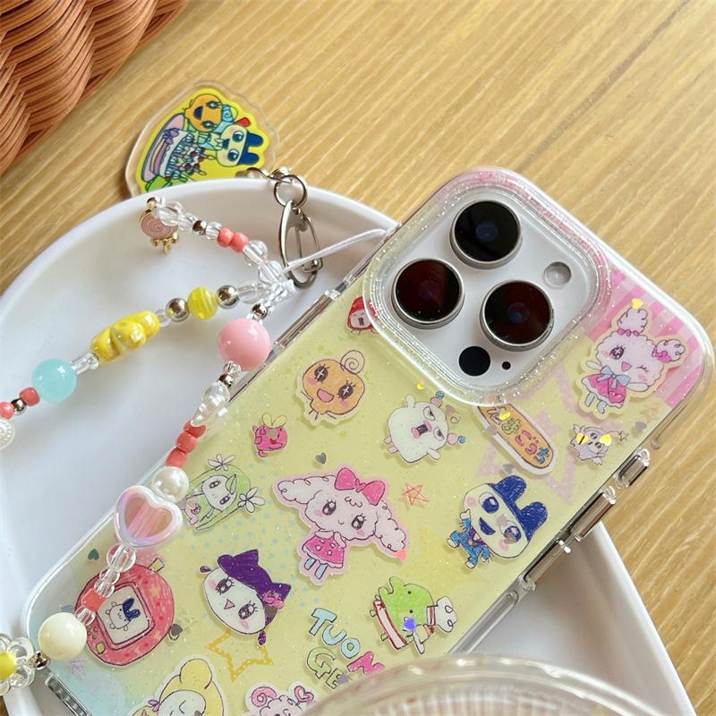 Cute Cartoon Animal Phone Case For iPhone 16 14 Pro 15 13 12 Pro Max Back Cover with Chain Shockproof Hard Cases Kawaii Funda