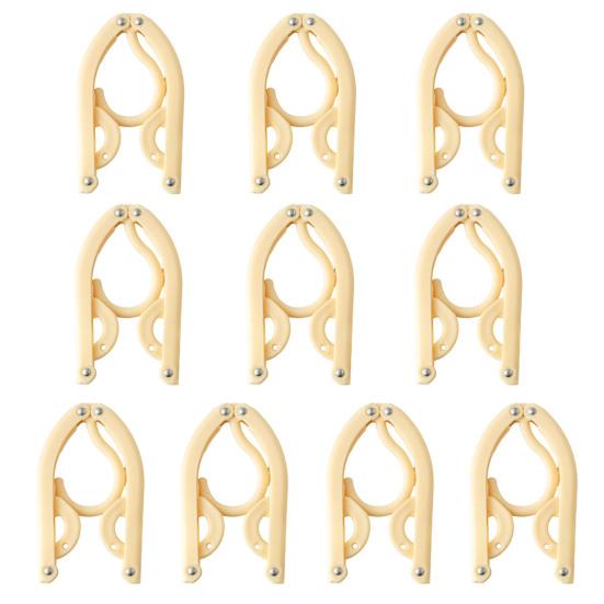 10Pcs Folding Clothes Rack Non-Slip Hangers Curved Groove Design Portable Compact Space-Saving Travel Hangers