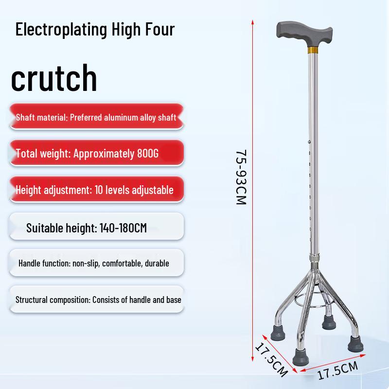 Multi-Functional Anti-Slip Quad Cane for Stability and Stair Assistance