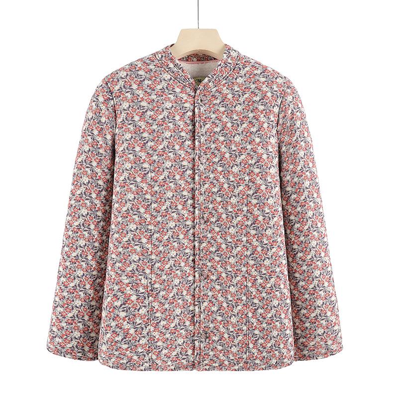 Hřejivý bavlněný kabát s podšívkou ze sametu pro ženy středního a staršího věku: Zimní volná bunda s ochranou pasu z velbloudí vlny