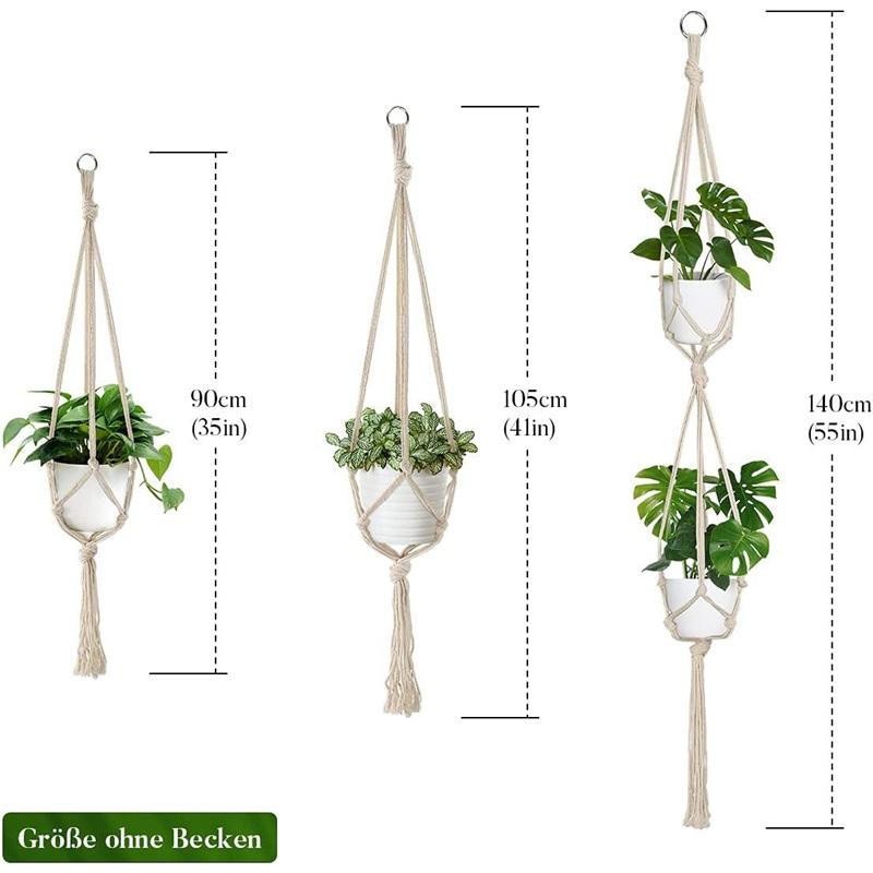 Handmade Flower Pot Net Pocket Garden Hanging Plant Cotton Linen Basket Sustainable Netting For Indoor Outdoor Decor