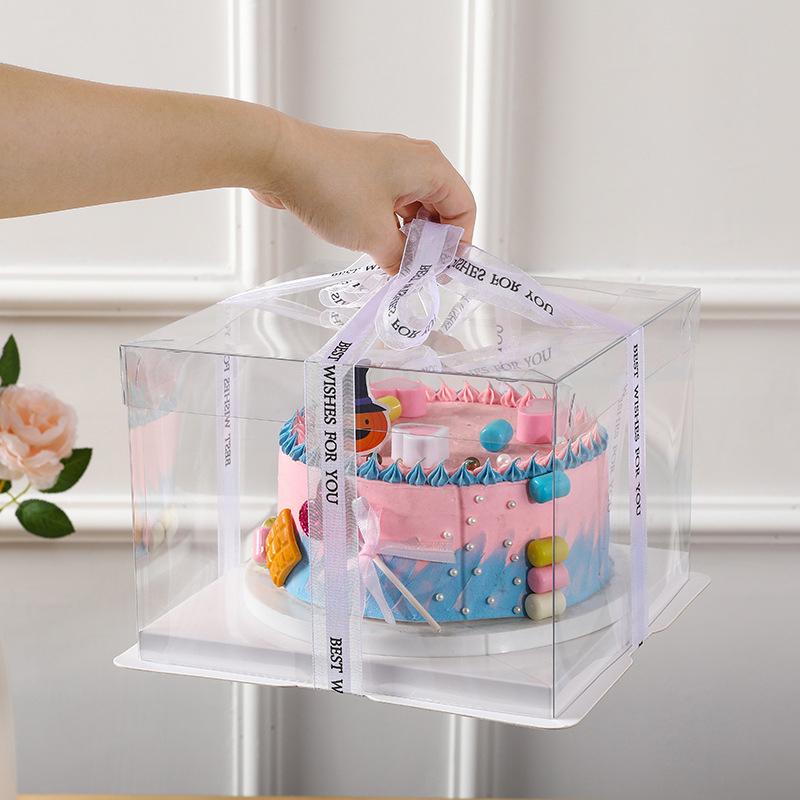 Plastic Packaging Boxes Transparent Large Cake Packaging Box Bouquet Protective Boxes Simple Gift Box Party Supplies