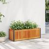 VidaXL Planter 80x30x27.5 Cm Solid Acacia Wood and Steel, Outdoor Planter, Flower Box, Potato Planter, 367614