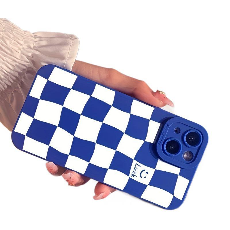 White Plaid Soft Phone Case for Apple iPhone 16/15/14/13/12 Pro Max/11 Protects Pupil Eye